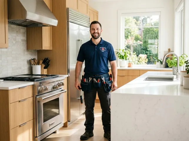 Appliance Repair Hero technician in a Blooming Glen, PA kitchen after an appliance repair